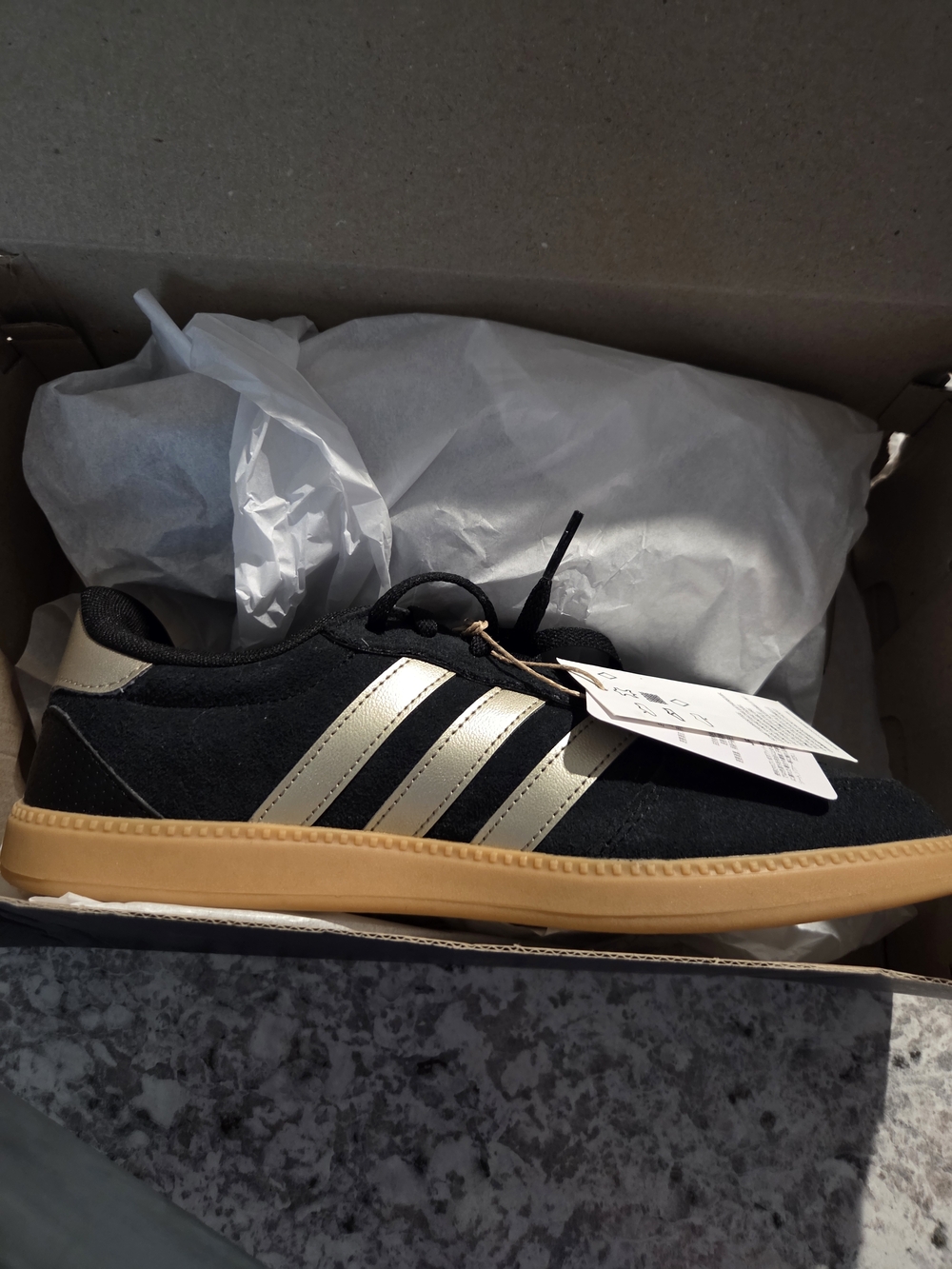 New In Box adidas Breaknet Sleek Women’s Black Suede with Bronze An Gum Sole - Picture 8 of 10